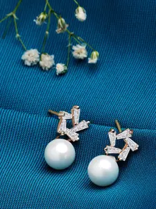 AMI Rose Gold-Plated & White Contemporary Studs