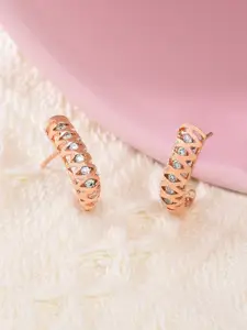 AMI Rose Gold Plated Contemporary Half Hoop Earrings