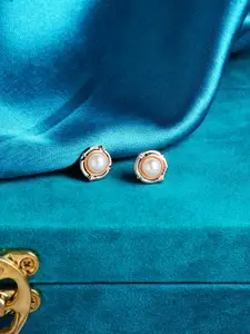 AMI Rose Gold Circular Pearl Studs Earrings
