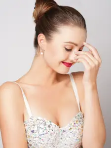 AMI Rose Gold & White Square Drop Earrings