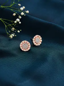 AMI Rose Gold Plated Cubic Zirconia Studs Earrings