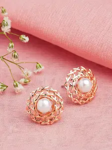 AMI Women Rose Gold Contemporary Studs Earrings