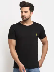 MACK JONNEY Men Black Applique T-shirt