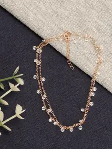 GIVA 925 Sterling Silver Layered Rose Gold Queens Anklet (1 Piece)