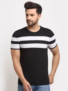 MACK JONNEY Men Black & White Striped T-shirt