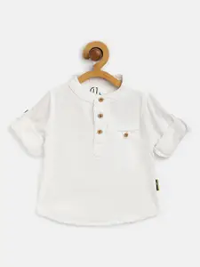 Gini and Jony Infant Boys White Solid Pure Cotton Casual Shirt
