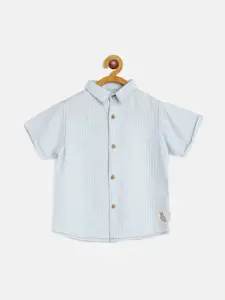 Gini and Jony Infant Boys Blue & White Striped Casual Shirt