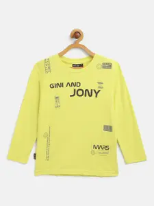 Gini and Jony Boys Lime Green & Charcoal Grey Brand Logo Print T-shirt