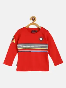 Gini and Jony Infant Boys Red Cotton Printed T-shirt