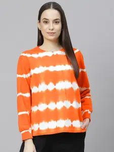 plusS Women Orange Printed Sweatshirt