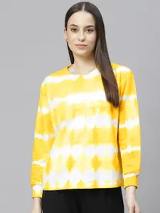 plusS Women Yellow Printed Sweatshirt