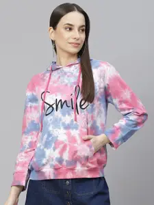 plusS Women Pink Printed Hooded Sweatshirt