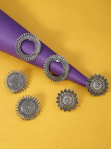 Yellow Chimes Silver-Toned Contemporary Drop Earrings