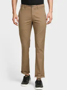 ColorPlus Men Khaki Solid Regular Casual Trousers