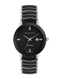 GIORDANO Men Black Dial & Black Stainless Steel Bracelet Style Straps Analogue Watch GD-1067-33