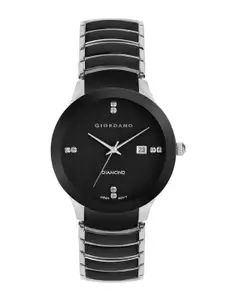 GIORDANO Men Black Dial & Black Stainless Steel Bracelet Style Straps Analogue Watch GD-1067-33