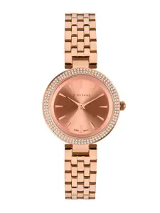 GIORDANO Women Rose Gold-Toned Embellished Dial Bracelet Style Straps Watch