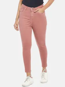 People Women Pink Super Skinny Fit High-Rise Jeans