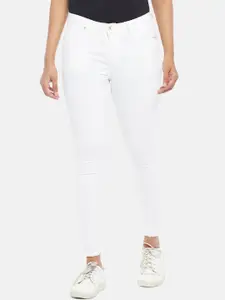 People Women White Tapered Fit Jeans