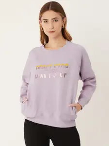 Madame Women Lavender Printed Sweatshirt