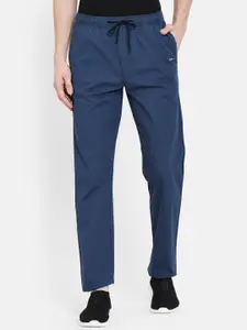 Octave Men Blue Solid Regular-Fit Track Pants