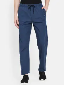 Octave Men Blue Solid Regular-Fit Track Pants