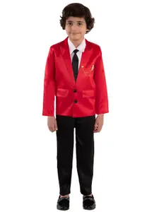 FOURFOLDS Boys Red & White 4 Piece Coat Suit
