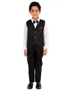 FOURFOLDS Boys Black & White Shirt with Trousers