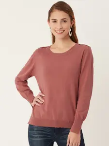 Madame Women Dusty Pink Solid Pullover