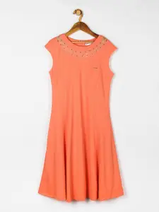 Peppermint Girls Peach-Coloured A-Line Dress