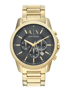 Armani Exchange Men Grey Dial & Gold Toned Stainless Steel Straps Analogue Watch AX1721