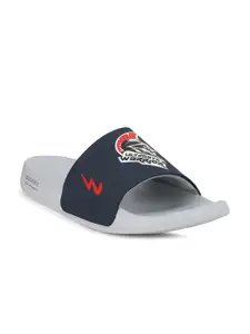 Campus Men Navy Blue & White Printed Sliders