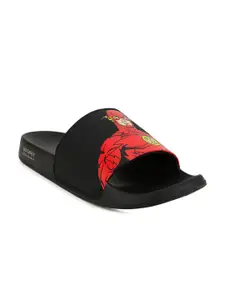Campus Men Black & Red Printed Sliders
