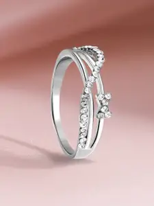 TOKYO TALKIES X rubans FASHION ACCESSORIES Silver Toned Handcrafted Zircon Finger Ring