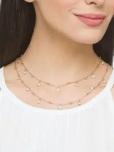 Lilly & sparkle Gold-Plated Pearl Studded Layered Necklace
