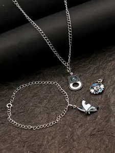 Voylla Women Oxidised Set of Charm and Chain With Pendant