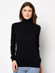 98 Degree North Women Black Pure Cotton Pullover