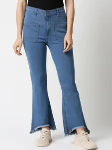 High Star Women Blue Bootcut High-Rise Jeans
