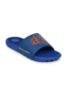 Liberty Men Blue & Orange Printed Sliders