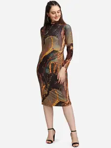 PURVAJA Woman Brown Sheath Midi Dress