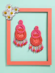 VOGUE PANASH Women Pink Contemporary Drop Earrings