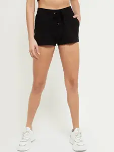 max Women Black Slim Fit Regular Pure Cotton Shorts