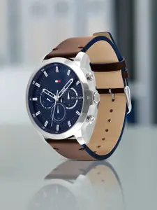 Tommy Hilfiger Jameson Men Blue Dial & Brown Leather Strap Chronograph Watch TH1791797W