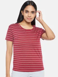 Dreamz by Pantaloons Dreamz by Pantaloons Women Red Striped Pockets Lounge T-shirt
