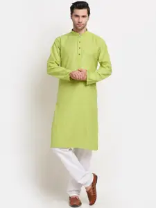 KRAFT INDIA Men Green Printed Regular Pure Cotton Kurta with Pyjamas