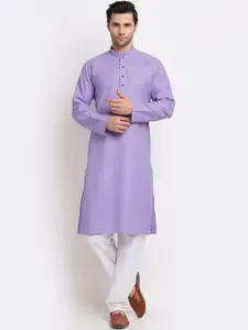 KRAFT INDIA Men Purple Printed Regular Pure Cotton Kurta with Pyjamas