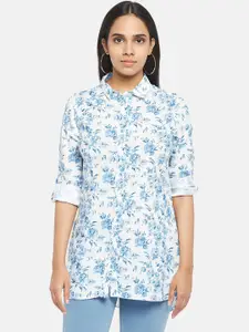 Honey by Pantaloons Women Blue & White Floral Opaque Printed Casual Shirt