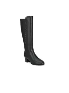 Delize Women Black High-Top Block Heeled Boots