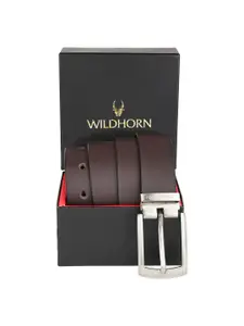 WildHorn Men Brown Textured Leather Formal Belt