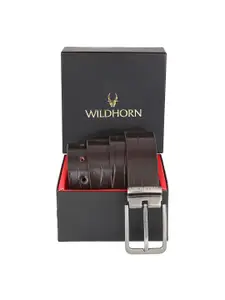 WildHorn Men Brown Textured Free Size Leather Formal Belt